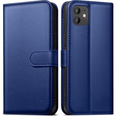 Handyhülle iPhone 12 Pro RFID Schutz Glas Kartenfächer Blau (1/5)