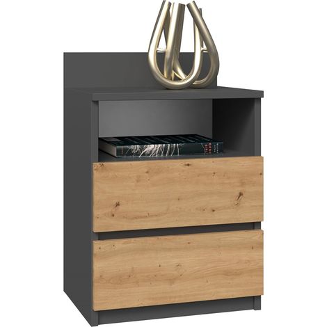 MESA DE NOCHE DORMITORIO M1 ANTRACITA ARTESANAL (1/4)
