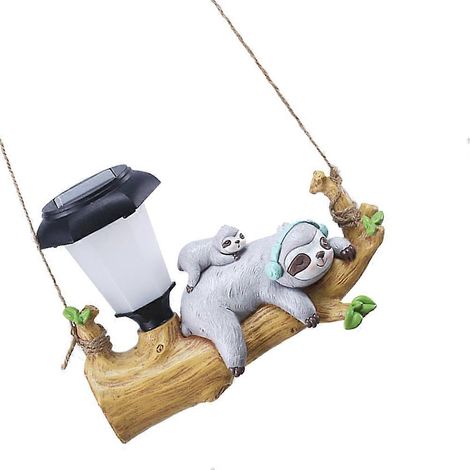 Lampe suspendue d'extérieur en résine solaire en forme de paresseux (1 pièce) - Éclairage de jardin compatible (1/5)