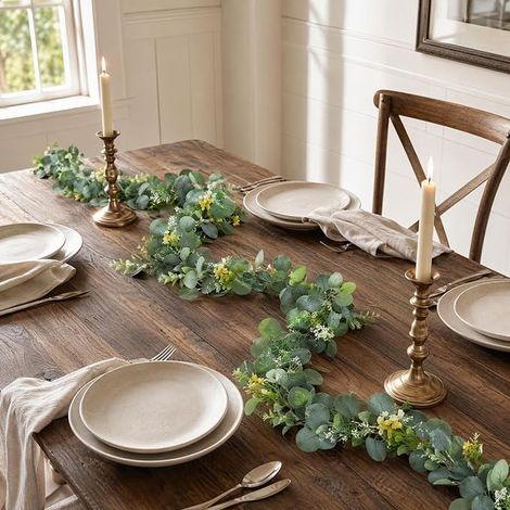 guirlandes d'eucalyptus - 1,8 m - lierre - verte - Plante d'eucalyptus pour balcon, mariage, arche, mur (1/3)