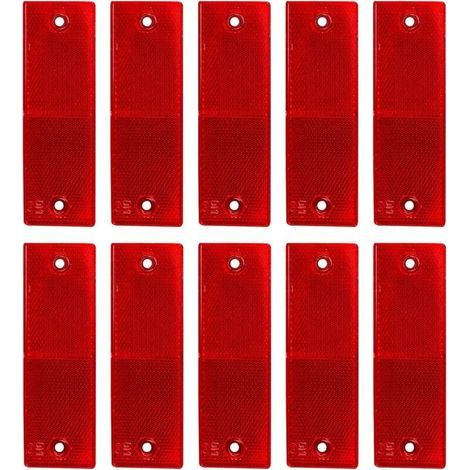 Réfléchissant Plaque D'Avertissement, Catadioptres de Sécurité, Catadioptre Remorque, Réflecteurs Camion, pour Camions Caravanes RV Bateaux Vélo, 10 Pièces,rouge,14.84.8cm (1/3)
