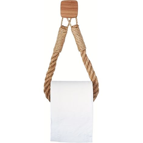 Porte-papier toilette sans perforation, porte-rouleau de papier de salle de bain en corde tressée, porte-serviettes, en corde de chanvre (1/5)