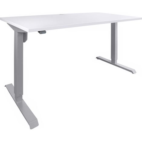 STIER Elektrisch höhenverstellbarer Schreibtisch 501-33, Tischgestell mit Tischplatte 160x80 cm, Weiß mel., Ergonomischer Steh-Sitz-Tisch stufenlos verstellbar 68-118 cm