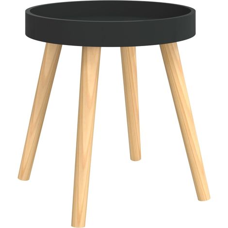 vidaXL Side Table Black 38x38x40 cm Engineered Wood&Solid Wood Pine (1/5)