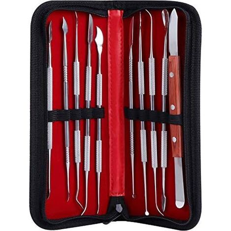 BEBUSINGOTO 10 herramientas de acero inoxidable de doble punta para tallar cera, arcilla y esculturas. (1/5)