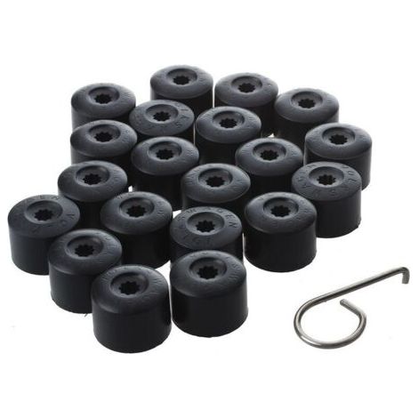 Lot de 20 caches boulons de roue pour VW Golf – Protection contre la poussière – Plastique durable – Taille 22x30mm – Couleur noire - 20pcs