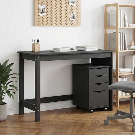 vidaXL Desk Cabinet Set 2 pcs Grey Solid Pine Wood (1/5)