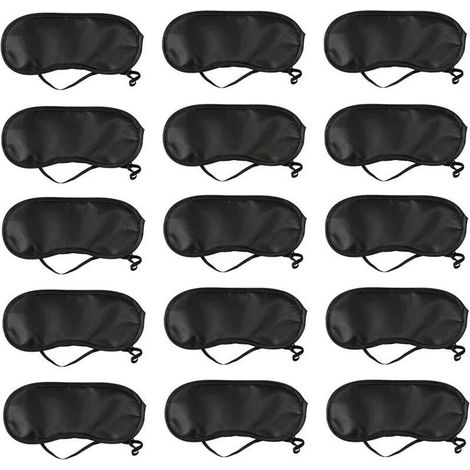 Lot de 15 masques de sommeil pour les yeux doux avec coussinet de nez Noir (1/5)