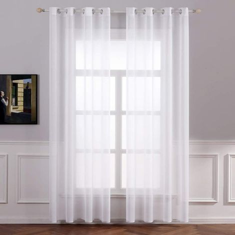 Rideau Voile - 140 x 145 cm - Œillets Métalliques - Polyester 100 % - Pour Salon Chambre Enfant - Lot de 2 (1/5)