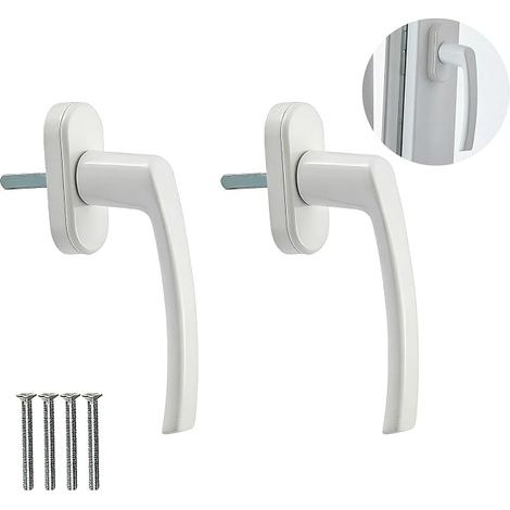 Poignées Fenêtre en Aluminium Blanc, Compatible avec Porte-Fenêtre PVC UPVC, Vis (1/5)