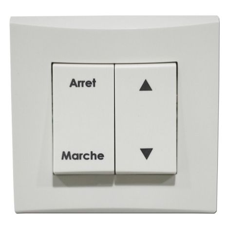 Double V&V volet roulant blanc position Marche/Arrêt bornes auto fixation vis complet avec plaque ALTERNATIVE ELEC AE52019-P (1/4)