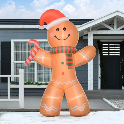 Muñeco de jengibre autoinflable, incluye soplador, decoración navideña de 2,4 m con luces LED. (1/5)