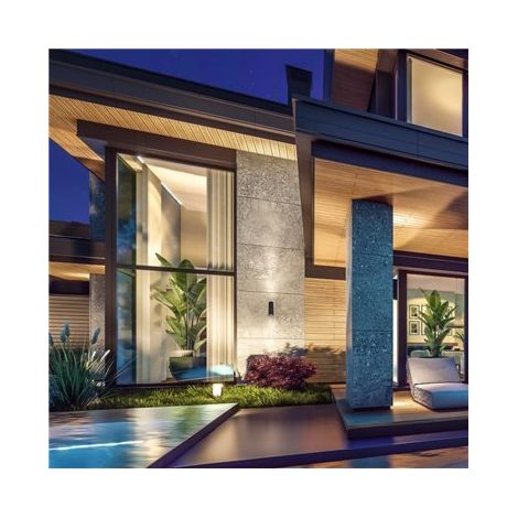 Mantra Aplique de pared exterior cilíndrico blanco con doble luz PERE, IP65 2xGU10