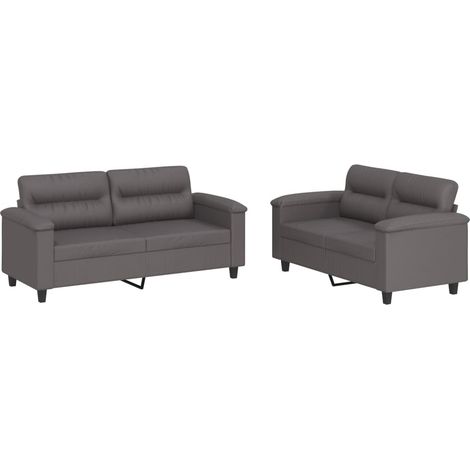 Maison Exclusive - Ensemble de canapés 2 pcs avec coussins Gris Similicuir (1/5)