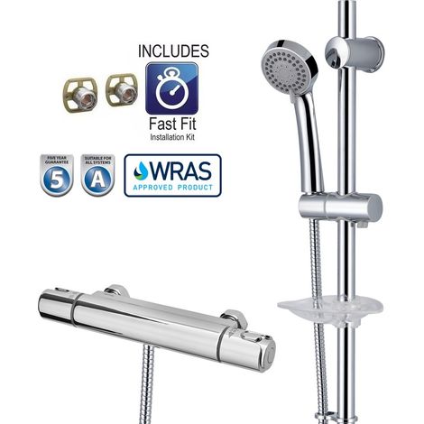 Triton Thermostatic Bar Mixer Shower Chrome WRAS + Riser Rail + Fast Fit Kit