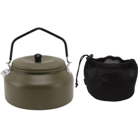 0,9-Liter-Campingkessel aus Aluminiumlegierung, tragbar und vielseitig einsetzbar für Wanderungen, Picknicks und Outdoor-Aktivitäten, olivgrüne Farbe. (1/5)