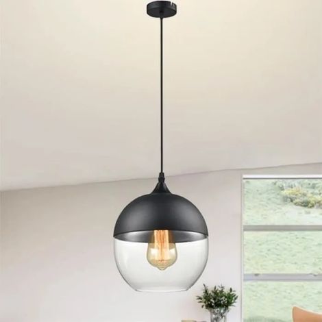 U-Do Lustre Suspension en Verre Lampe Ajustable design Vintage Noir/Transparent - 2023CM (1/4)