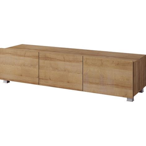 Wohnzimmer TV Lowboard mit 3 Türen, stehend oder hängend, in Eiche Gold Nb. CAIRNS-132, B/H/T ca. 150/37/43 cm (1/4)