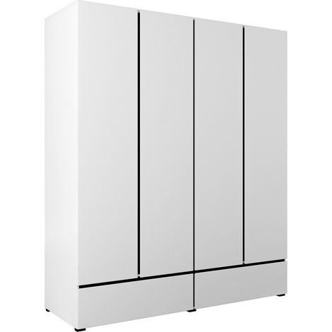 Armario Alfere 119, Blanco, 210x180x60cm, Puertas de armario: Con bisagras, Número de estantes: 0 (1/5)