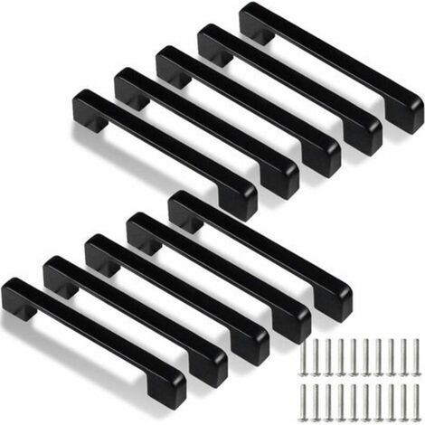 Maniglia da cucina da 128 mm, 10 pezzi di maniglie nere per mobili da cucina per porte, cassetti, armadietti (con viti) (1/4)