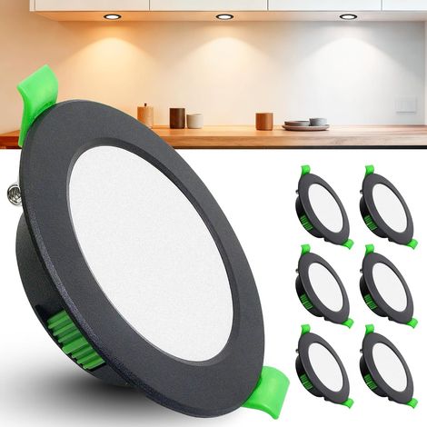 Lot de 6 Spot Led Encastrable Extra Plat, 5W 600LM Spot Encastrable Led 68mm - 75mm Découpe, Blanc Chaud 2700K Blanc Neutre 4000K Blanc Froid 6000K Spot Salle de Bain IP44 pour Cuisine, Blanc (1/5)