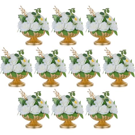 Lot de 10 vases dorés pour Table : Vase à Fleurs dorées pour centres de Table de Mariage, Mini Arrangements de Fleurs en Vrac pour fête, événement, fiançailles, célébration (1/5)
