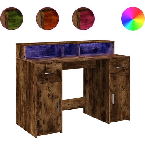 Maison Exclusive - Scrivania con Luci LED Rovere Fumo 120x55x91 cm in Multistrato