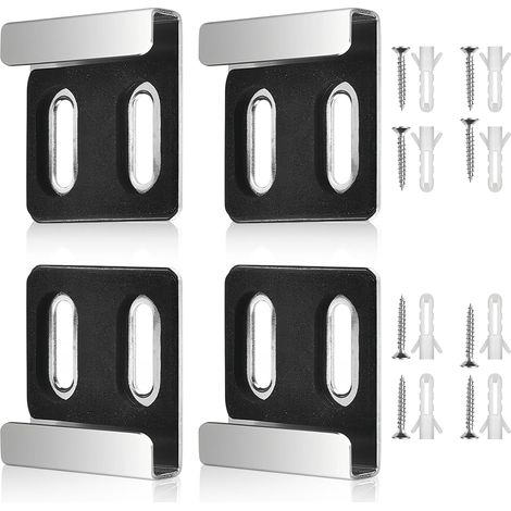 4 Pièces Fixation Miroir Mural, Double Trous Supports de Miroirs Muraux, Argent Fixation Mural pour Miroir, avec 8 Vis et 8 Chevilles D'expansion, pour Miroirs de 4 à 6 mm D'épaisseur (1/5)