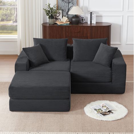 Canapé modulable 259,5x96x80 cm en tissu gris foncé, gain de place pour salon FloraGrace (1/5)