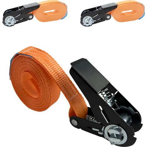 2x Ratschen Spanngurt Spanngurte Orange 1-tlg 4m 0,8t 800kg Schwarzes Schloss (1/5)