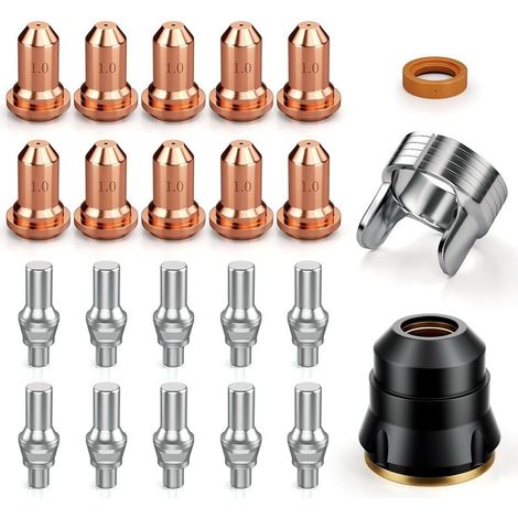 23-teiliges IPT60-Plasmaschneidbrenner-Verschleißteilset, 0,040"-Plasmaschneidbrennerzubehör für CUT55 NON-HF und CUT55 MP, geeignet für 40–50 A Stromstärke (1/5)