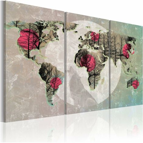 Tableau carte du monde pleine lune - 90 x 60 cm (1/3)