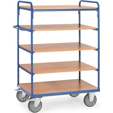 fetra Etagenwagen, Ladefläche 1000 x 700 mm, 1169 x 709 x 1552 mm (LxBxH), 1 fester und 4 lose Böden (1/2)