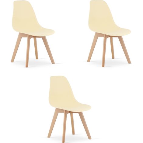 Chaise - Leobert - Kito - Crème - 46 X 54,5 X 80 Cm - Lot De 3 (1/5)