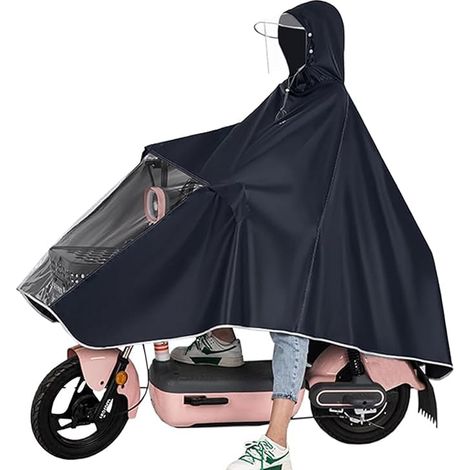 Poncho imperméable pour vélo, 1 pièce poncho coupe-vent pour vélo, imperméable de pluie pour vélo, cape imperméable, avec capuche, pour vélos, VTT et vélos électriques (1/5)