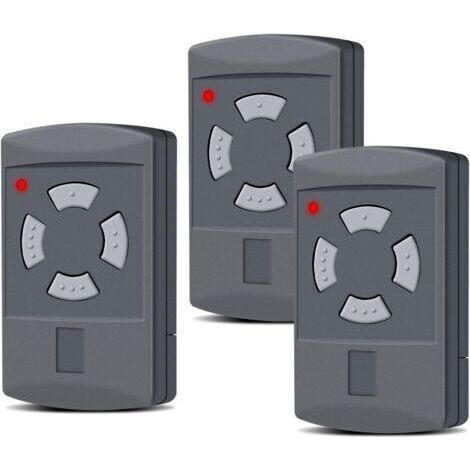 Hörmann Lot de 3 émetteurs manuels de remplacement pour porte de garage Hörmann 40,685 MHz 4 canaux compatibles avec HS2-40, HS4-40, HSE2-40, HSE4-40, HSM2-40, HSM4-40, bouton gris (1/5)