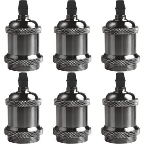 E27 Vintage Edison lamp holder socket, 6 × ceiling rose lamp socket retro pendant lamp base lamp holder suspension lamp adapter lamp accessories, black (1/4)