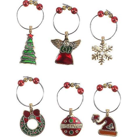 6 anneaux décoratifs pour verres à vin de Noël (1/3)