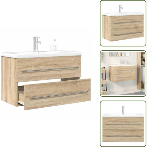 Armadietto da bagno in legno - vidaXL Set Mobili da Bagno 2 pz Rovere Sonoma in Legno Multistrato - Armadietto da bagno con spazio portaoggetti