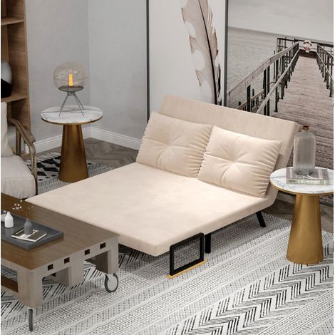 CHICFURN Sofá cama 102 x 73 x 81 cm beige, respaldo ajustable, para espacios pequeños (1/5)