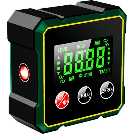 Inclinomètre Numérique Laser - Magnétique 4 Faces - Précision 0.1° - Écran LCD Rétroéclairé - Rechargeable USB-C - Pour Menuiserie Et Construction