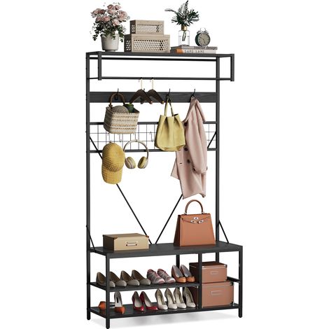 Portemanteau sur pied 5-en-1 avec banc et rangement chaussures (1/5)