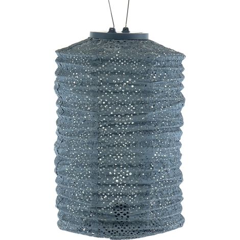 LUMIZ Lampion Solarlampe Cylinder 18 Topaze Grey-Blue graublau Ø 18 cm - Tyvek® (1/5)