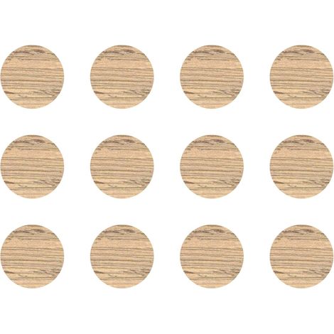 12x Cache vis adhésif autocollant diamètre 40mm protection bouchon trou obturateur meuble table chaise maison, Chêne nagano