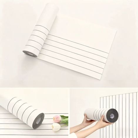 Sticker mural autocollant imitation bois, 40 cm x 3 m, matériau PVC imperméable, papier peint décoratif, sticker mural de fond, blanc. (1/5)