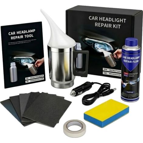 Kit de restauration de phares, matériau en polymère, volume de 200ML, compatible avec la plupart des phares de véhicules, méthode d'application : atomisation et polissage, précaution de sécurité : env (1/5)