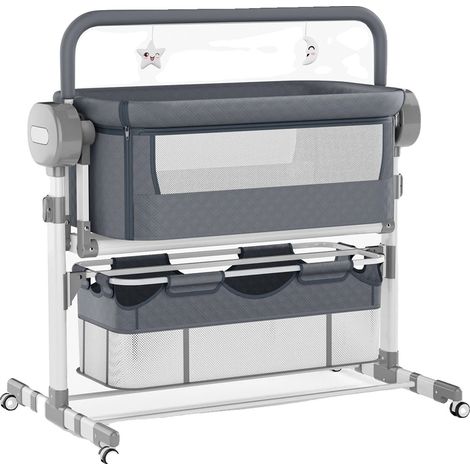 Culla per bambini, con funzione dondolo elettrica e altezza regolabile, YC608-GRIGIO (1/2)
