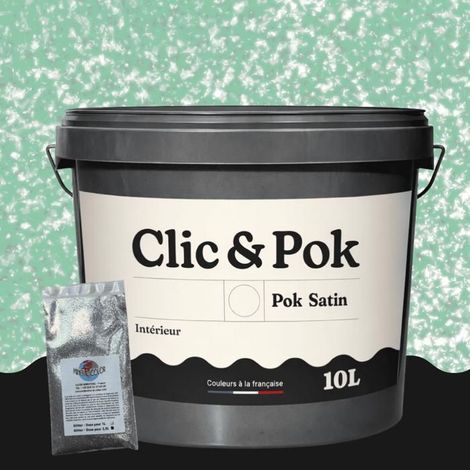 Peinture Effet Pailleté pour Murs & Plafonds - POK PAILLETTE - 10L - Menthe Verte (1/4)
