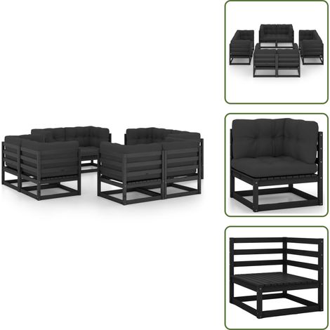 8-tlg. Garten-Lounge-Set mit Kissen Kiefer Massivholz - Garten Lounge Set - Kiefernholzmöbel - Outdoor Möbel - Gartenmöbel - Rattan Gartenmöbel (1/5)