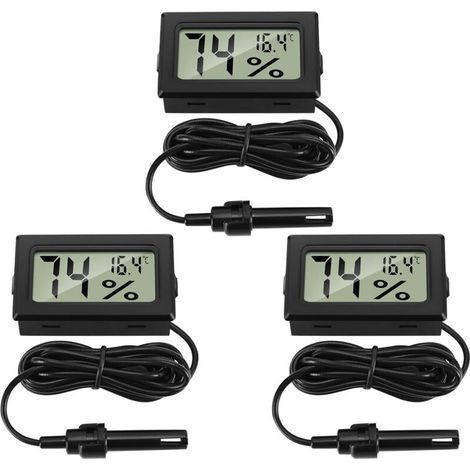 Numérique Thermomètre Hygromètre avec Sonde Externes Jauge de Température Humidité Mètre pour Reptile Incubateur Volaille Reptile Salle Séjour Bureau （3 Pièces） (1/5)